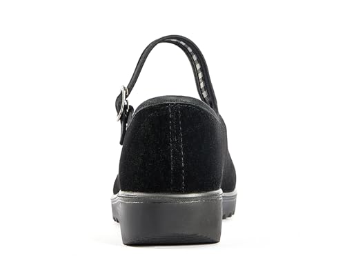 Black Velvet Mary Jane Shoes for Women China Dance Flat Old Beijing Cloth Walking Shoes