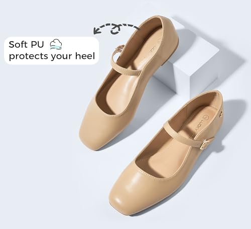 Women's Mary Jane Flat Shoes Comfortable Dress Shoes Ankle Strap Round Toe Retro Faux Leather Slip On Flats