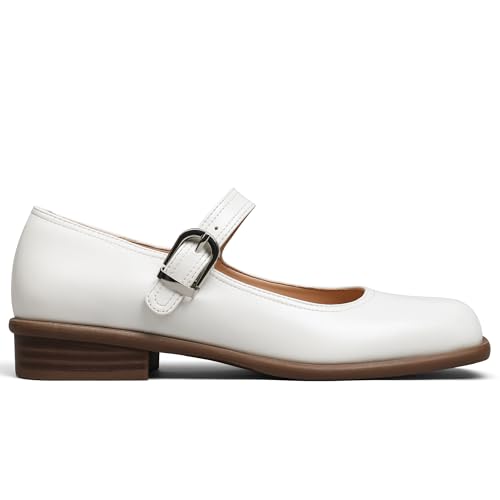 31DyvZZH1XL.jpg Mary Jane Flats with Adjustable Ankle Strap Womens Slip on Mary Janes Dressy Comfortable Square Toe Ballet Flats Shoes for Women