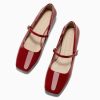 Women's Mary Jane Flats Closed Square Toe Ballet Flat Dressy Comfortable Slip on Shoes