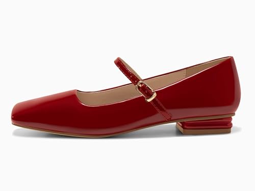 Women's Mary Jane Flats Closed Square Toe Ballet Flat Dressy Comfortable Slip on Shoes