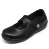 Women's Flat Mary Jane Shoes Black Leather Oxford Shoes for Women - Comfortable Slip-On Leather Loafers