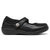 Women's Flat Mary Jane Shoes Black Leather Oxford Shoes for Women - Comfortable Slip-On Leather Loafers