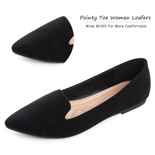 Women's Faux Suede Pointed Toe Ballets Flats Comfortable Soft Ballet Dressy Slip-on Walking Ballerina Shoes