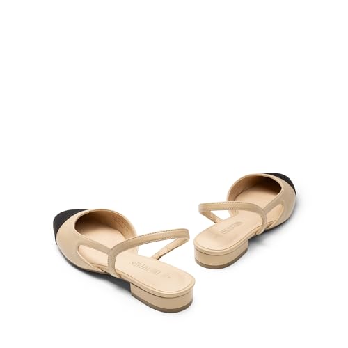Slingback Ballet Flats for Women Square Cap Toe Low Heel Dress Shoes Comfortable Work Flats for Office Party Wedding Business