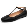 Mary Jane Flats Women Adjustable T Strap Square Toe Ballet Flats Ankle Strap Dress Comfortable Flats for Work,Date Nights