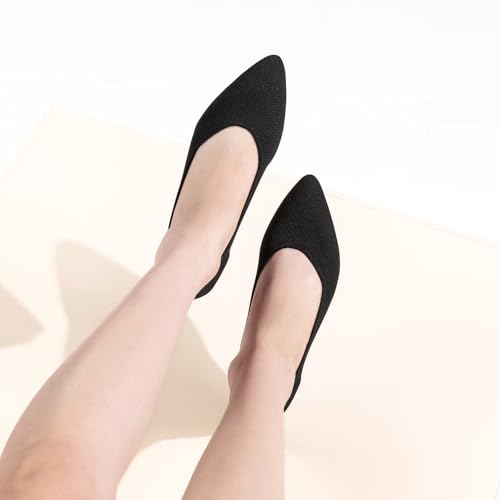 Womens Pointed Toe Flats Knit Dress Shoes Comfort Women Shoes Slip On Shoes for Woman Classic Softable Shoes Low Wedge
