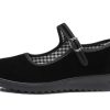 Black Velvet Mary Jane Shoes for Women China Dance Flat Old Beijing Cloth Walking Shoes