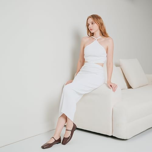 Women Mary Jane Shoes,Slip On Ankle Strap Dress Flat Shoes