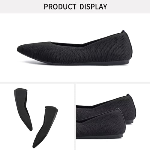Womens Pointed Toe Flats Knit Dress Shoes Comfort Women Shoes Slip On Shoes for Woman Classic Softable Shoes Low Wedge