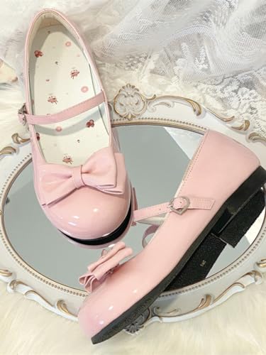 BEROBELLO Women's Lolita Shoes Cute Mary Jane Flats Bowknot Round Toe Party Dress Shoes