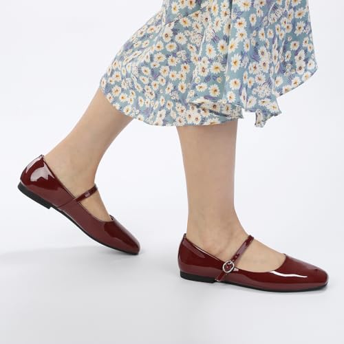 Mary Jane Shoes Women Ballet Flats Shoes for Women Slip on Comfortable Dressy Adjustable Strap for Work Office Business Casual