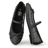 Ballet Flats for Women Closed Round Toe Mary Jane Shoes Women Cute Bowknot Non-Slip Dressy Shoes Elastic Strap Comfortable