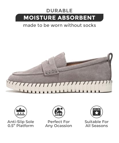 Genuine Leather Loafers for Women – Women's Fashion Sneakers for 2025, Non-Slip Work Shoes with Memory Foam Insole – Lightweight