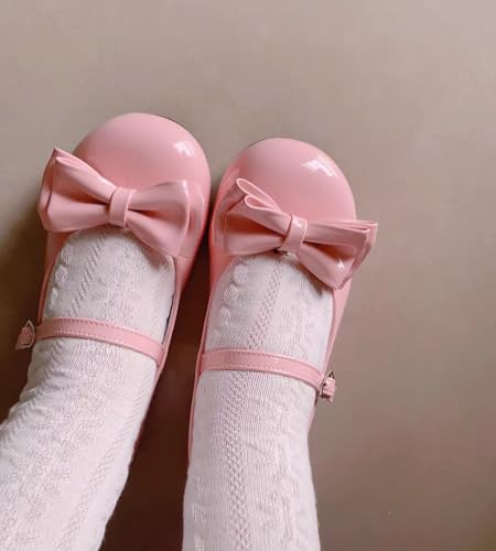 BEROBELLO Women's Lolita Shoes Cute Mary Jane Flats Bowknot Round Toe Party Dress Shoes