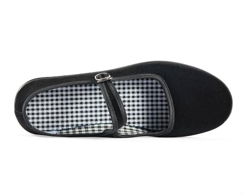 Black Velvet Mary Jane Shoes for Women China Dance Flat Old Beijing Cloth Walking Shoes