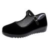 Black Velvet Mary Jane Shoes for Women China Dance Flat Old Beijing Cloth Walking Shoes