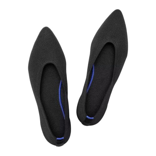 Womens Pointed Toe Flats Knit Dress Shoes Comfort Women Shoes Slip On Shoes for Woman Classic Softable Shoes Low Wedge