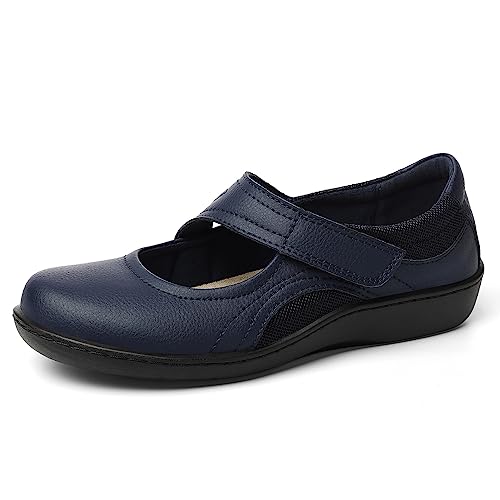 Women's Classic Comfort Mary Jane Flats Fashion Casual Dress Shoes Cute Closed Toe Slip On Lightweight Breathable Walking Shoes