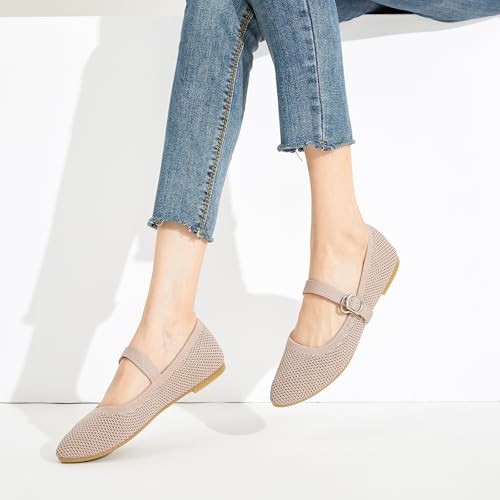 Mesh Ballet Flats for Women,Women's Mary Jane Flats with Buckle Strap,Black Nude Foldable Flats Shoes for Women,Comfortable