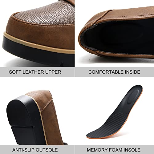 Slip On Loafers for Womens Leather Comfort Memory Foam Dress Shoes