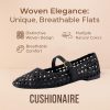 Weston Women’s Hand Woven Dressy Ballet Flats – Faux Leather Mary Jane with Adjustable Strap & Memory Foam