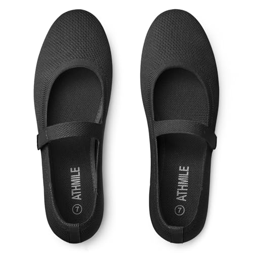 41J7fh7kL.jpg Mary Jane Shoes Women Round Toe Knit Ballet Flats Shoes for Women Comfortable Dressy Washable Adjustable Strap for Work Office