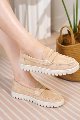 Genuine Leather Loafers for Women – Memory Foam Insoles Slip On Shoes for Women – Lightweight Womens Shoes – Non Slip Womens
