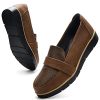 Slip On Loafers for Womens Leather Comfort Memory Foam Dress Shoes