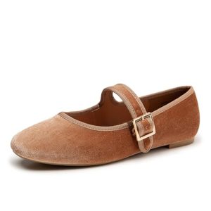 Women's Ballet Flats,Square Toe Velvet Mary Jane Shoes Women,Comfortable Dress Shoes for Women Dressy