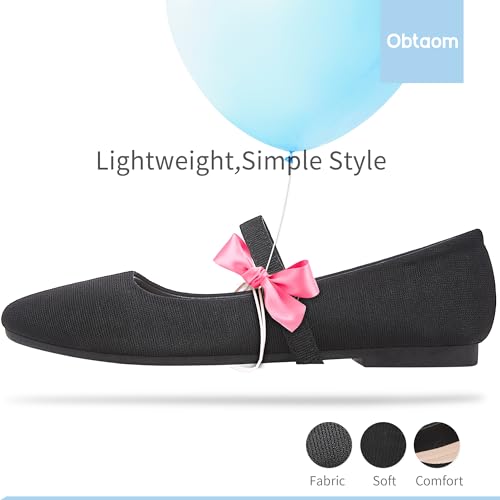 41SQMFvWmVL.jpg Mary Jane Flat Shoes Round Toe Ballet Flats for Women Dressy Fabric Business Flats Comfortable Classic Strap Flats for Office