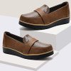 Slip On Loafers for Womens Leather Comfort Memory Foam Dress Shoes