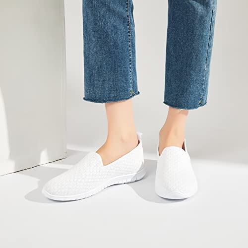 Women's Mesh Flats Shoes Breathable Slip on Shoes Casual Black and White Flats Comfortable Walking Shoes