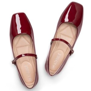 Mary Jane Shoes Women Ballet Flats Shoes for Women Slip on Comfortable Dressy Adjustable Strap for Work Office Business Casual
