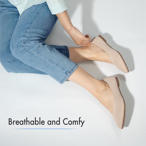 Pointed Toe Flats for Women Dressy Bronze Work Shoes Business Casul Knit Ballet Flats Slip on Office Ladies Comforttable Dress