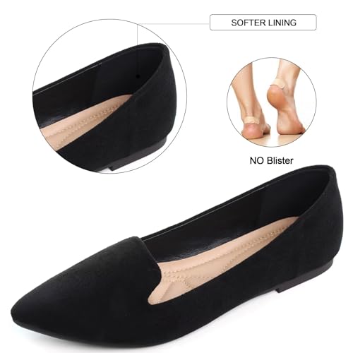 Women's Faux Suede Pointed Toe Ballets Flats Comfortable Soft Ballet Dressy Slip-on Walking Ballerina Shoes