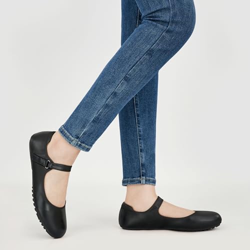 Mary Jane Flats for Women: Dressy Round Toe Ankle Strap Ballet Flats Comfortable Dress Shoes for Work Office Business