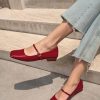 Women's Mary Jane Flats Closed Square Toe Ballet Flat Dressy Comfortable Slip on Shoes
