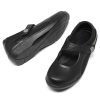 Women's Flat Mary Jane Shoes Black Leather Oxford Shoes for Women - Comfortable Slip-On Leather Loafers