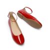Women's Dressy Ballet Flats Shoes Round Toe Comfortable Ankle Strap Patent Ballerina Flats Shoes