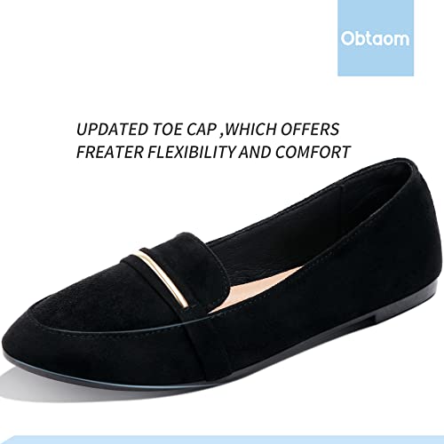 Women's Pointy Toe Loafer Flat Comfortable Faux Suede Work Shoes,Cute Penny Loafer Slip On Ballet Flat