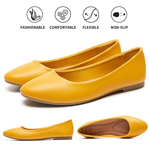Women's Flats Shoes Ballet Flats Dress Shoes Comfortable PU Leather Slip on Shoes for Women