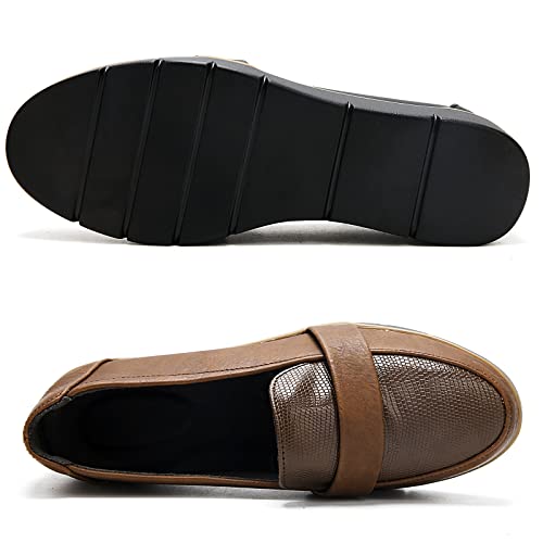 Slip On Loafers for Womens Leather Comfort Memory Foam Dress Shoes