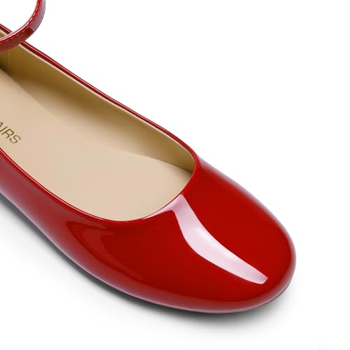 Women's Dressy Ballet Flats Shoes Round Toe Comfortable Ankle Strap Patent Ballerina Flats Shoes