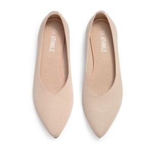 Pointed Toe Flats for Women Dressy Bronze Work Shoes Business Casul Knit Ballet Flats Slip on Office Ladies Comforttable Dress