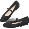 41nPS9UtKSL.jpg Mary Jane Flat Shoes Round Toe Ballet Flats for Women Dressy Fabric Business Flats Comfortable Classic Strap Flats for Office