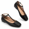 Mary Jane Flats Women Adjustable T Strap Square Toe Ballet Flats Ankle Strap Dress Comfortable Flats for Work,Date Nights