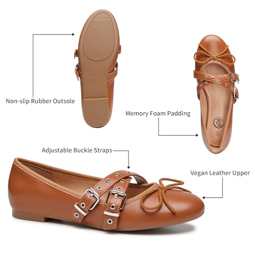 Women's Mary Jane Shoes, Memory Foam Ballet Flats, Black