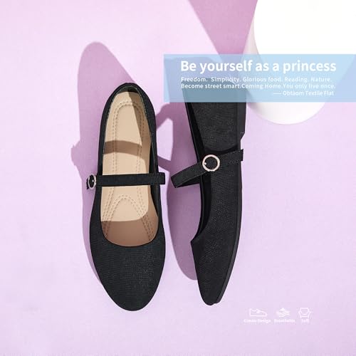 41ujoQ8etjL.jpg Mary Jane Flat Shoes Round Toe Ballet Flats for Women Dressy Fabric Business Flats Comfortable Classic Strap Flats for Office