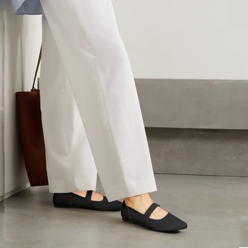Women's Flats Shoes Pointed Toe Knit Washable Ballet Comfortable Dressy Mary Jane Flat